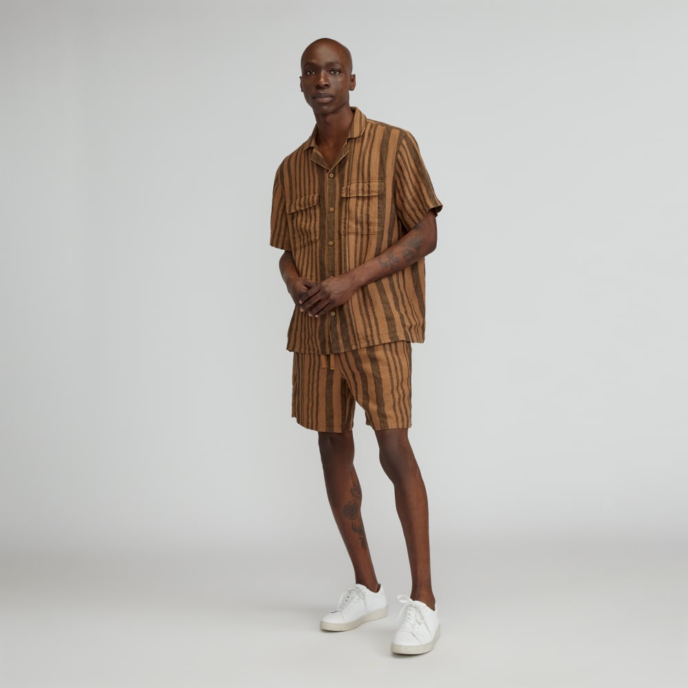 The Resort Shirt in Linen | Toasted Coconut / Black