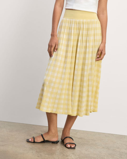 The Pleated Skirt | Bone / Parsnip Gingham