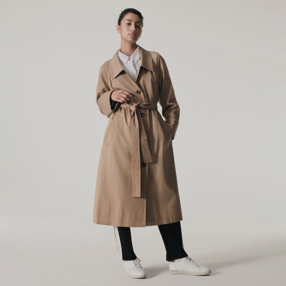 The Gathered Drape Trench | Ash Brown