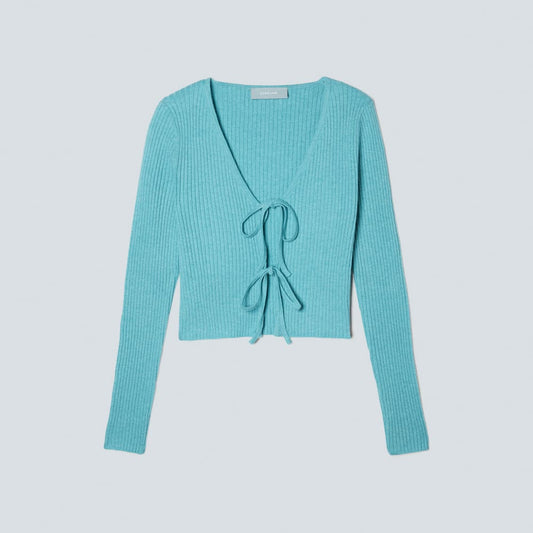 The Cotton-Merino Front-Tie Top | Deep Turquoise