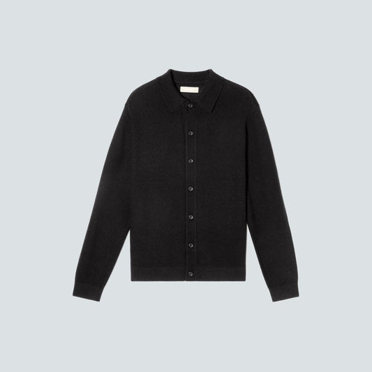 The Merino-Blend Sweater Polo | Black