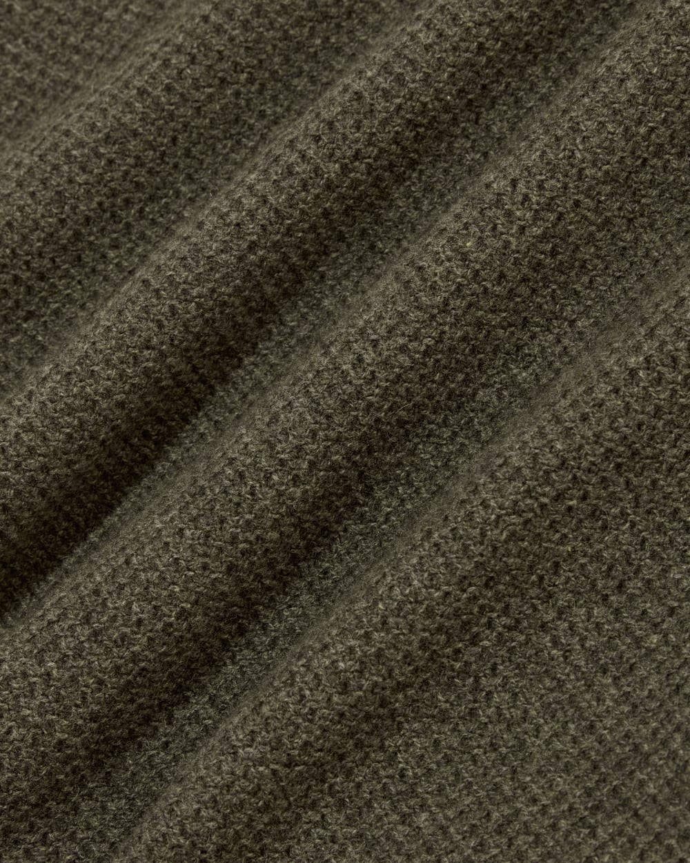 The Honeycomb Funnel Neck in Wool Cashmere | Heathered Army Green