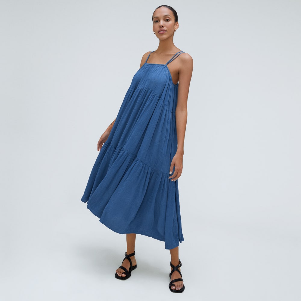 The Naia™ Ripple Tiered Maxi Dress | Deep Blue