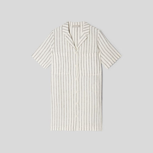 The Linen Workwear Dress | Black / Canvas Tan