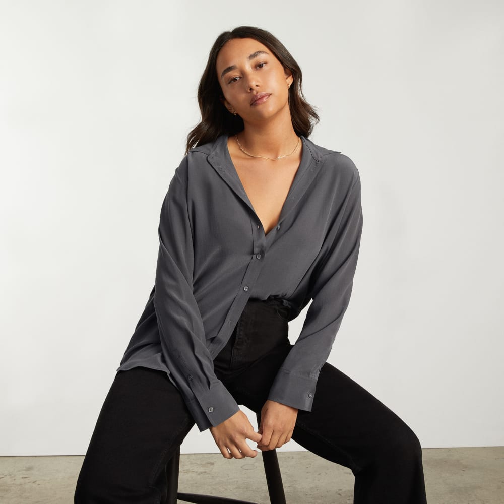 The Must-Have Shirt in Washable Silk | Slate Grey
