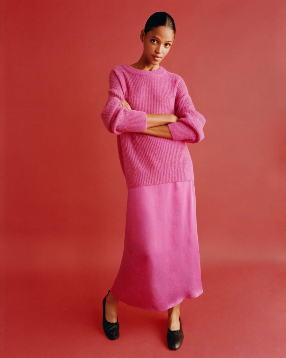 The Satin Racerback Slip Dress | Fuchsia Pink