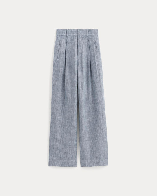 The Linen Way-High® Drape Pant | White / Blue
