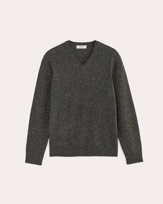 The Cashmere V-Neck Sweater | Grey Donegal