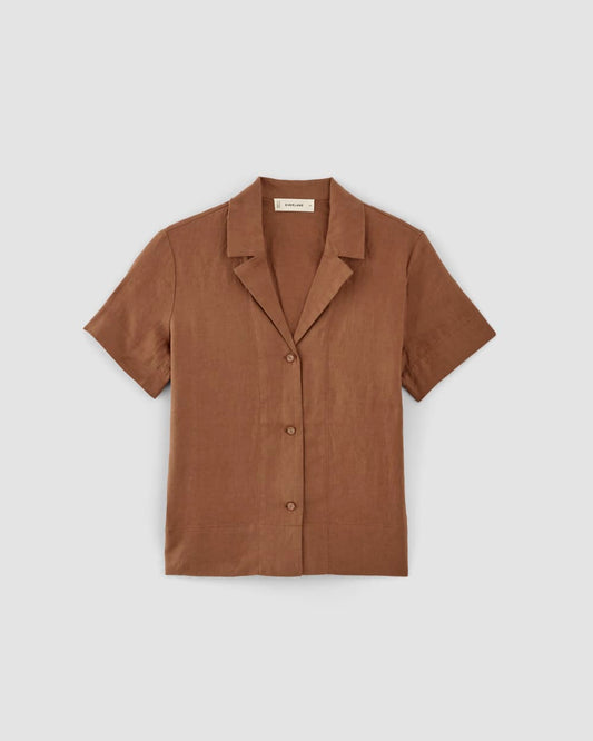 The Notch Shirt in Linen | Carob Brown