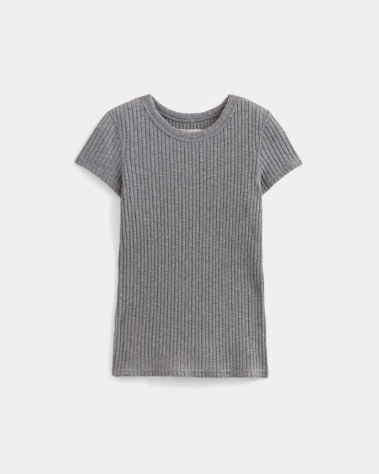 The Cozy Rib Tee | Mid Heather Grey