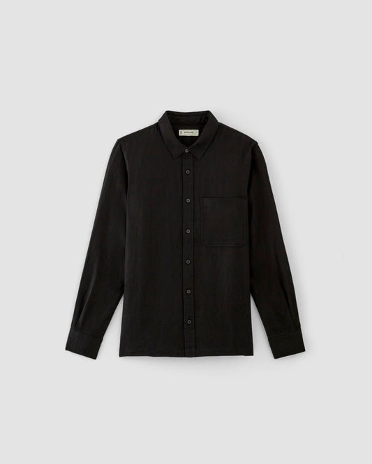 The Linen Straight Hem Shirt | Black