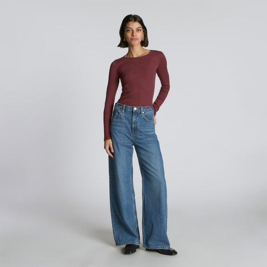 The Pima Micro-Rib Long-Sleeve Crew | Brandy