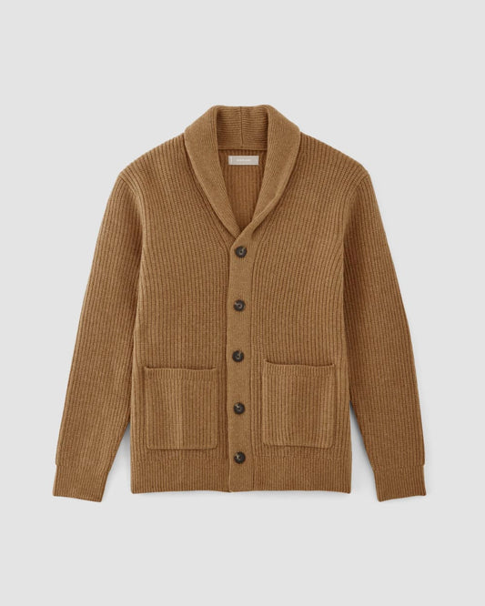 The Felted Merino Shawl Collar Cardigan | Deep Camel