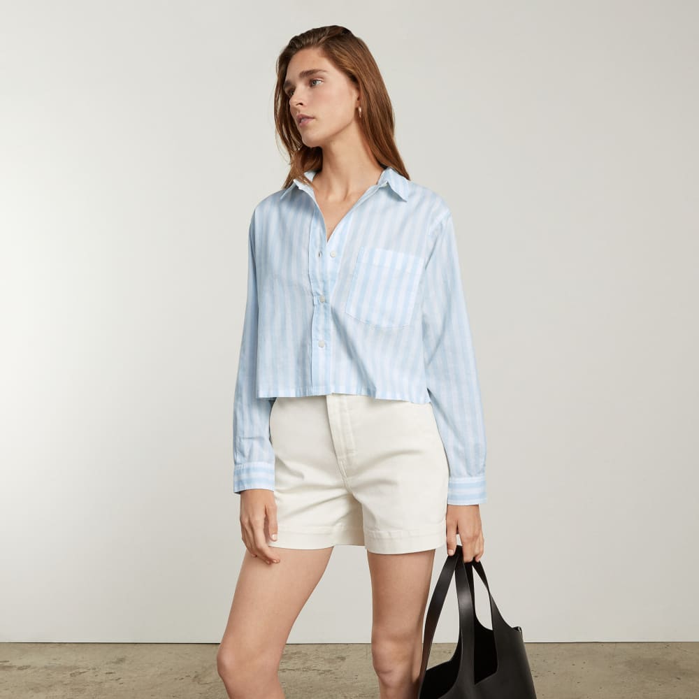 The Way-Short Shirt in Silky Cotton | Mariner Blue / White