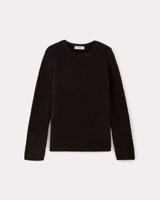 The Organic Cotton Open-Stitch Crew | Black