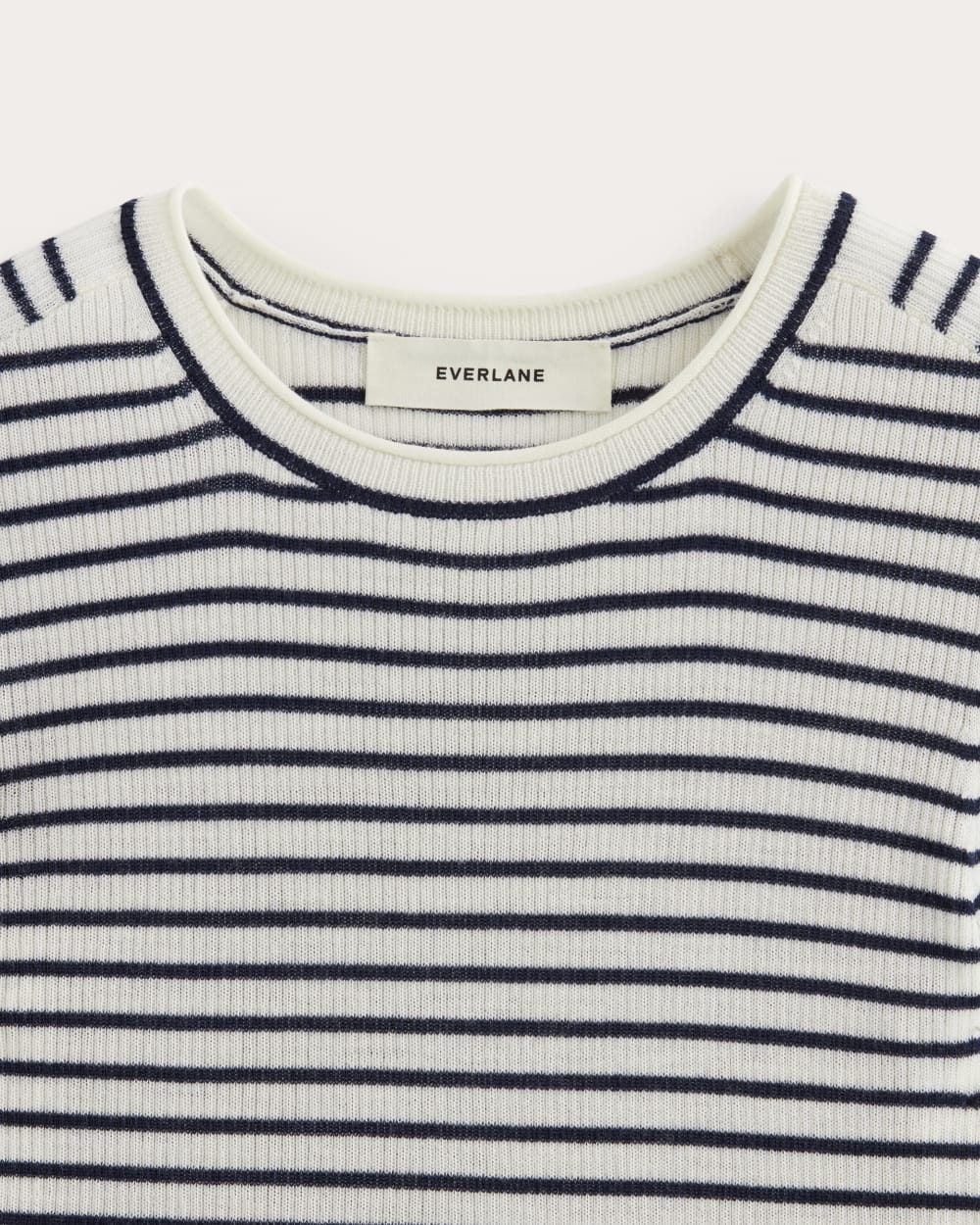 The Sweater Tee in Ultrasoft Merino | Bone / Navy