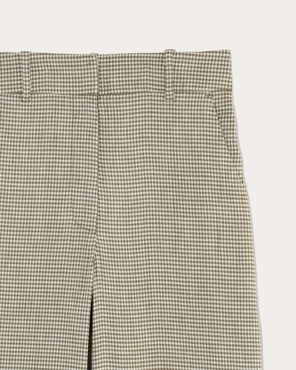 The Wide-Leg Pant in Stretch Linen | Deep Taupe Mini Gingham