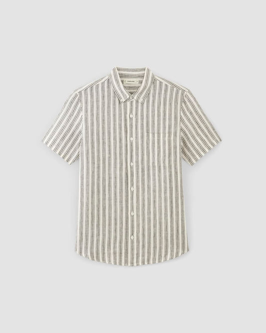The Classic Short-Sleeve Shirt in Linen | Bone / Black