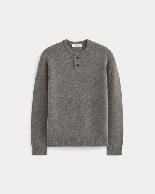 Henley in Wool Cashmere | Heather Charcoal