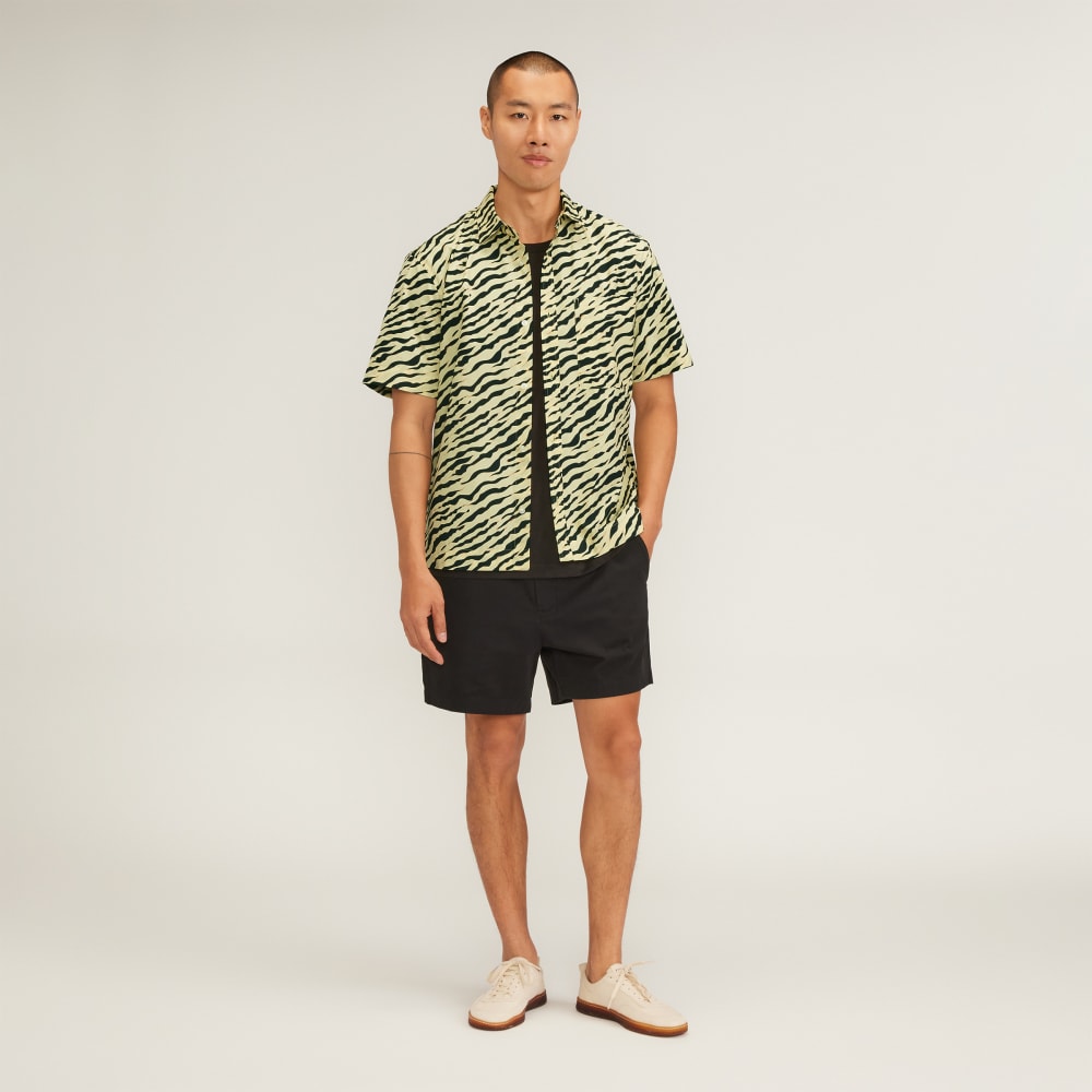 The Poplin Short-Sleeve Shirt | Pale Yellow Tiger Stripe