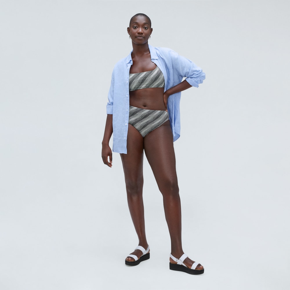 The High-Rise Cheeky Bikini Bottom | Black / Canvas