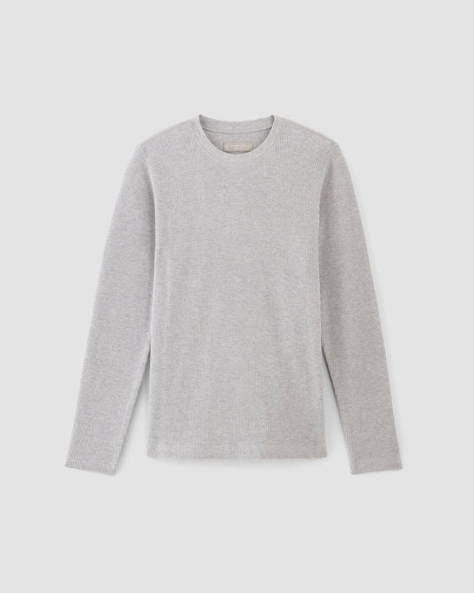 The Waffle Long-Sleeve Crew | Light Grey Donegal