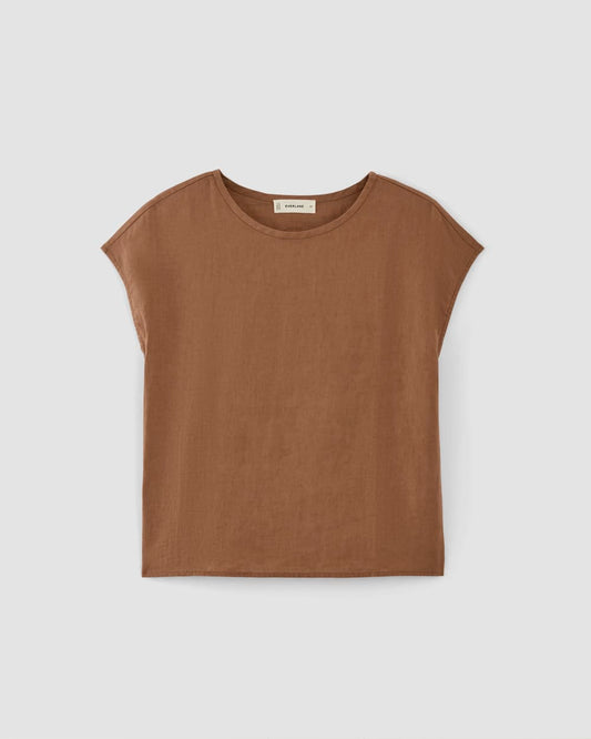 The Muscle Top in Linen | Carob Brown