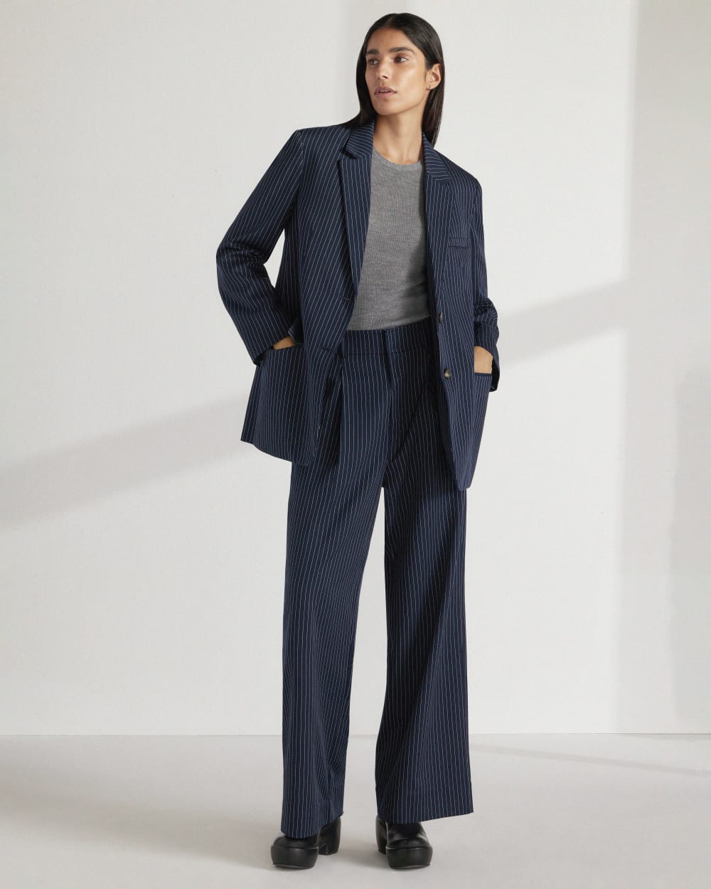 The Long-Sleeve Sweater Tee in Ultrasoft Merino | Heather Mid Grey