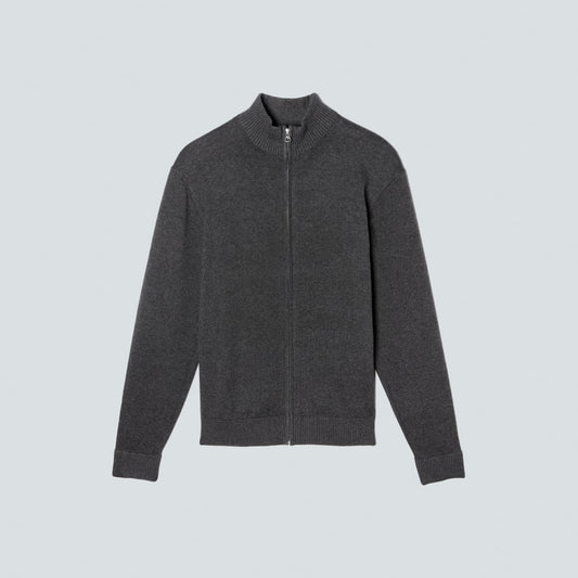 The No-Sweat Full Zip Sweater | Heather Ash