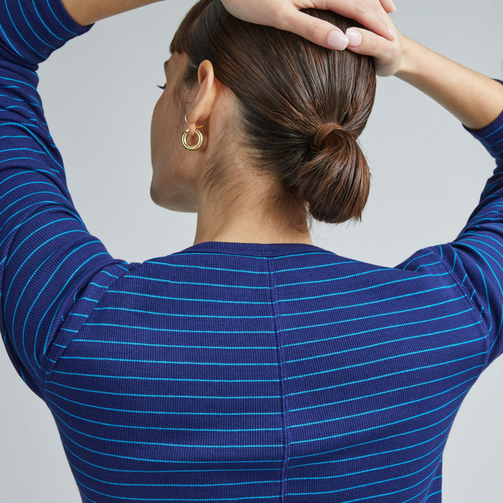 The Pima Micro-Rib Long-Sleeve Crew | Ocean Cavern / Horizon Blue