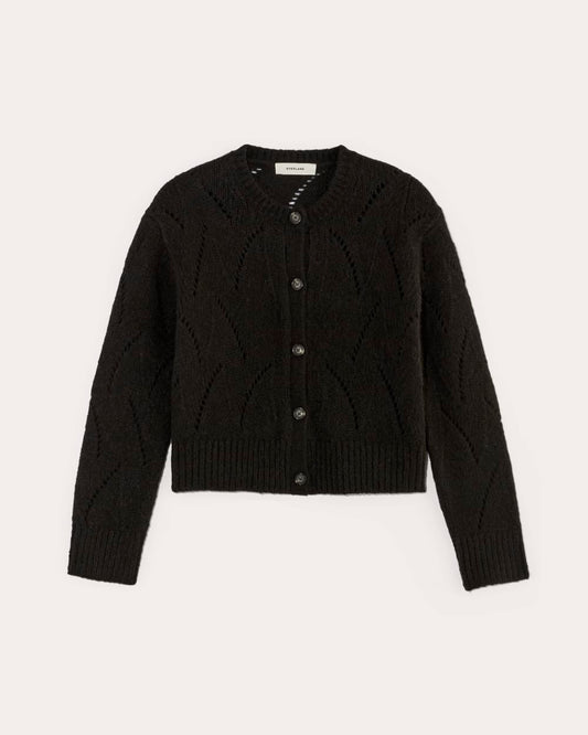 The Pointelle Cardigan in Cloud | Black