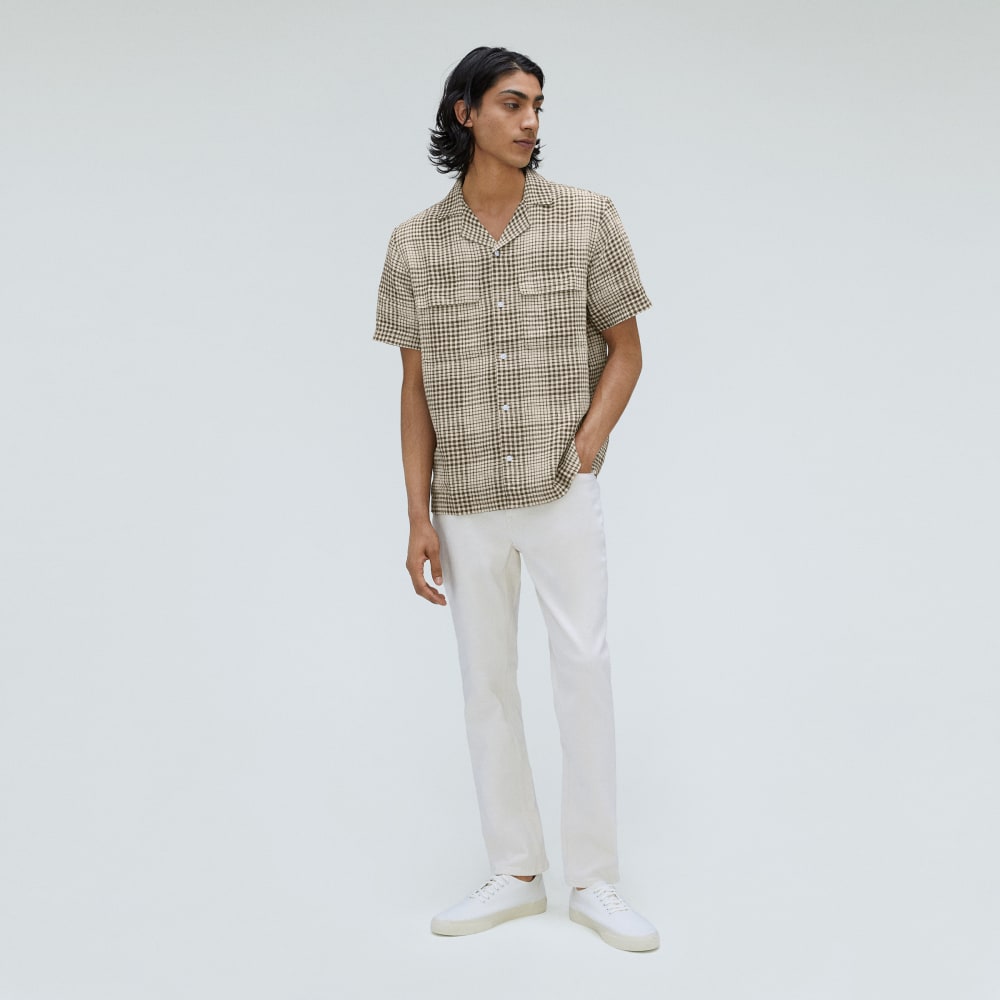 The Resort Shirt in Linen | Beech / Parchment Grid