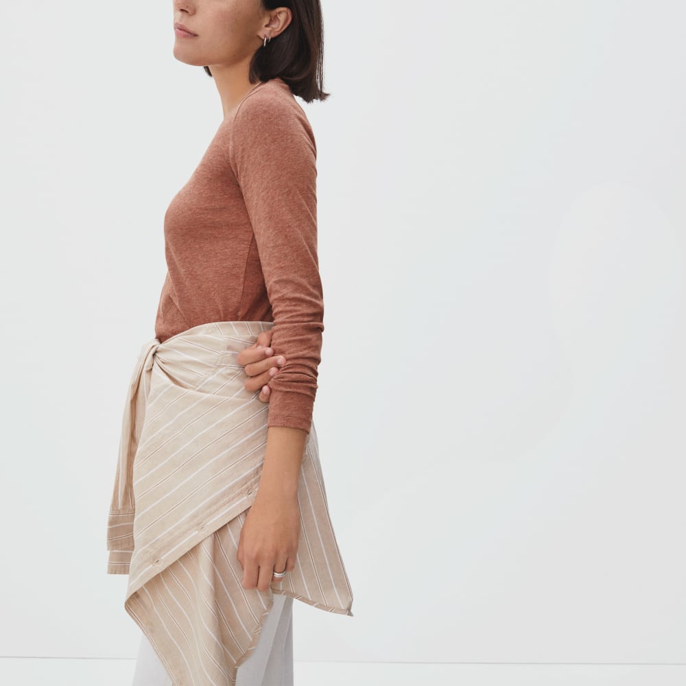 The Organic Cotton Long-Sleeve Crew | Heathered Brown