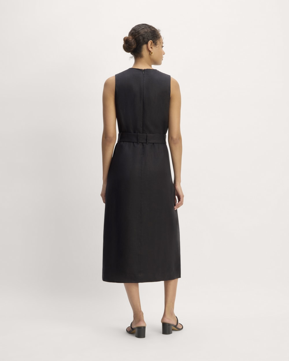 The Linen Belted Midi Dress | Black