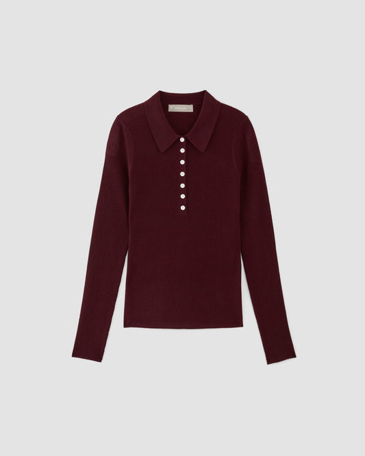 The Polo in Ultrasoft Merino | Burgundy