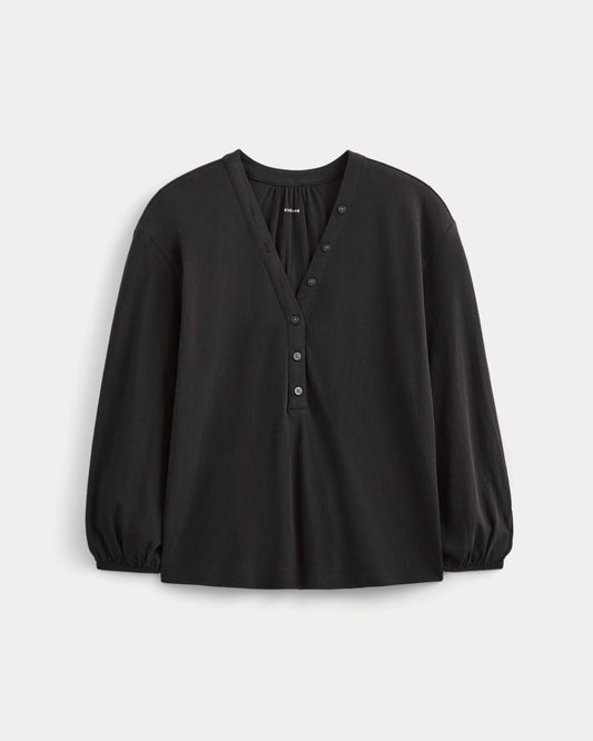 The Air V-Neck Henley | Black