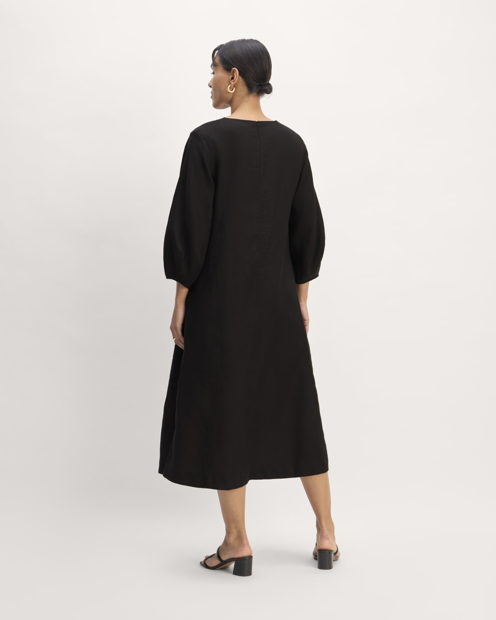 The Linen A-Line Midi Dress | Black