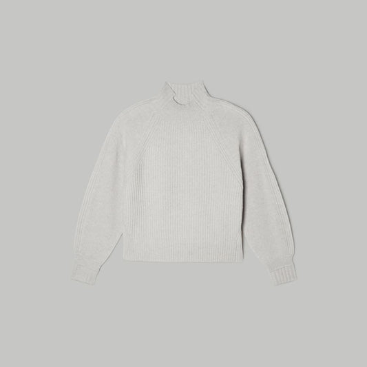 The Cashmere Ribbed Turtleneck | Pale Heathered Grey