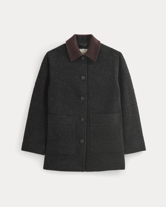 Italian Car Coat | Carbone/Black