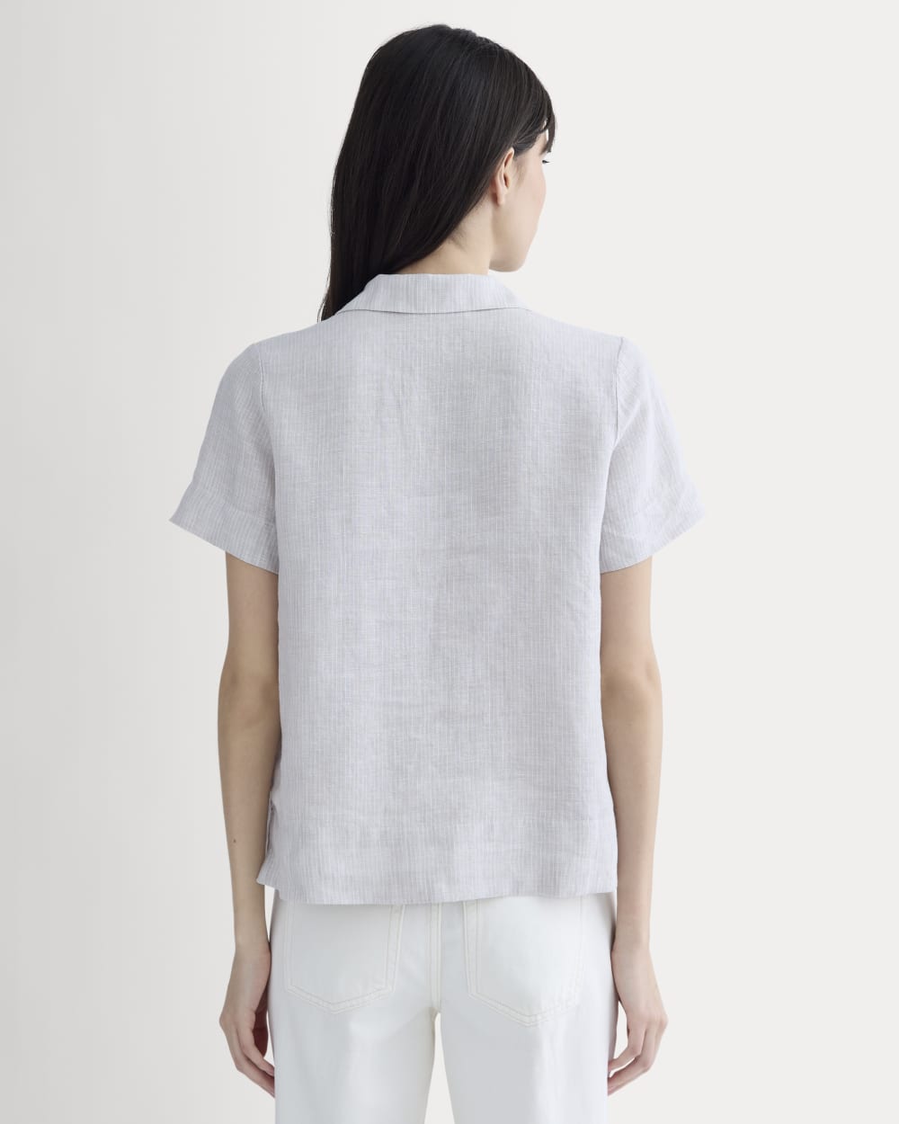 The Notch Shirt in Linen | Stone / White