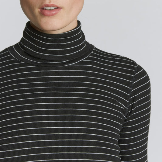 The Luxe Rib Turtleneck | Black / Canvas Tan