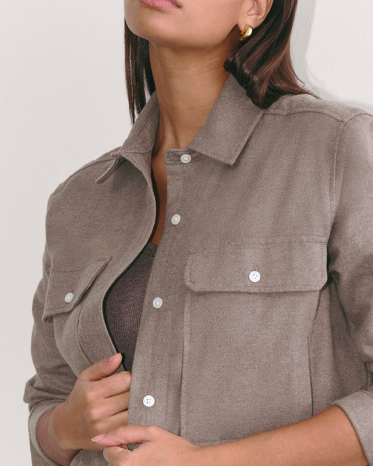 The Boyfriend Shirt in Flannel | Taupe Melange