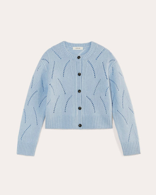 The Pointelle Cardigan in Cloud | Chambray Blue
