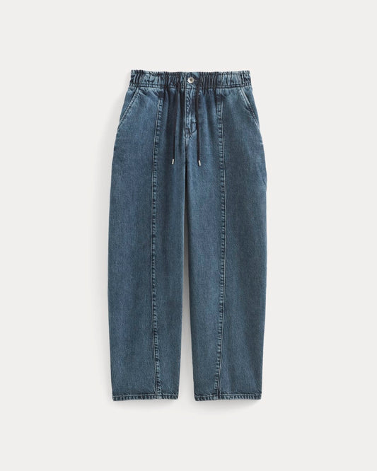 The Drawstring Baggy Jean | Mid Indigo
