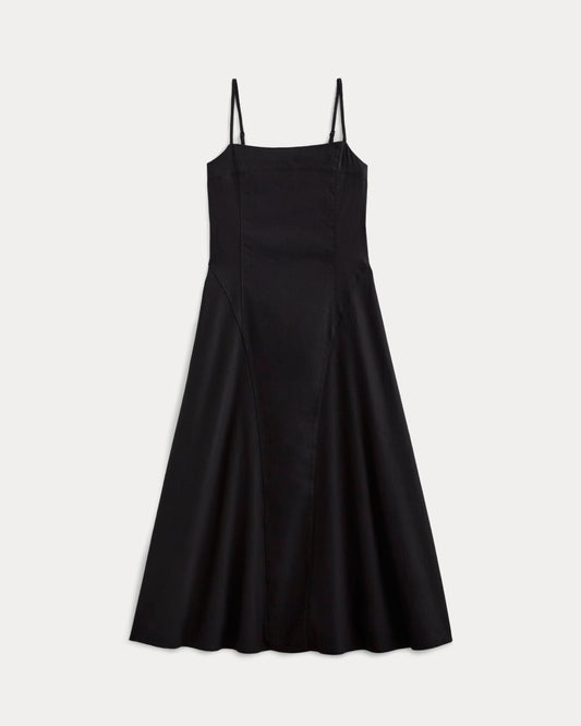 The Seamed Dress in Stretch Linen | Black