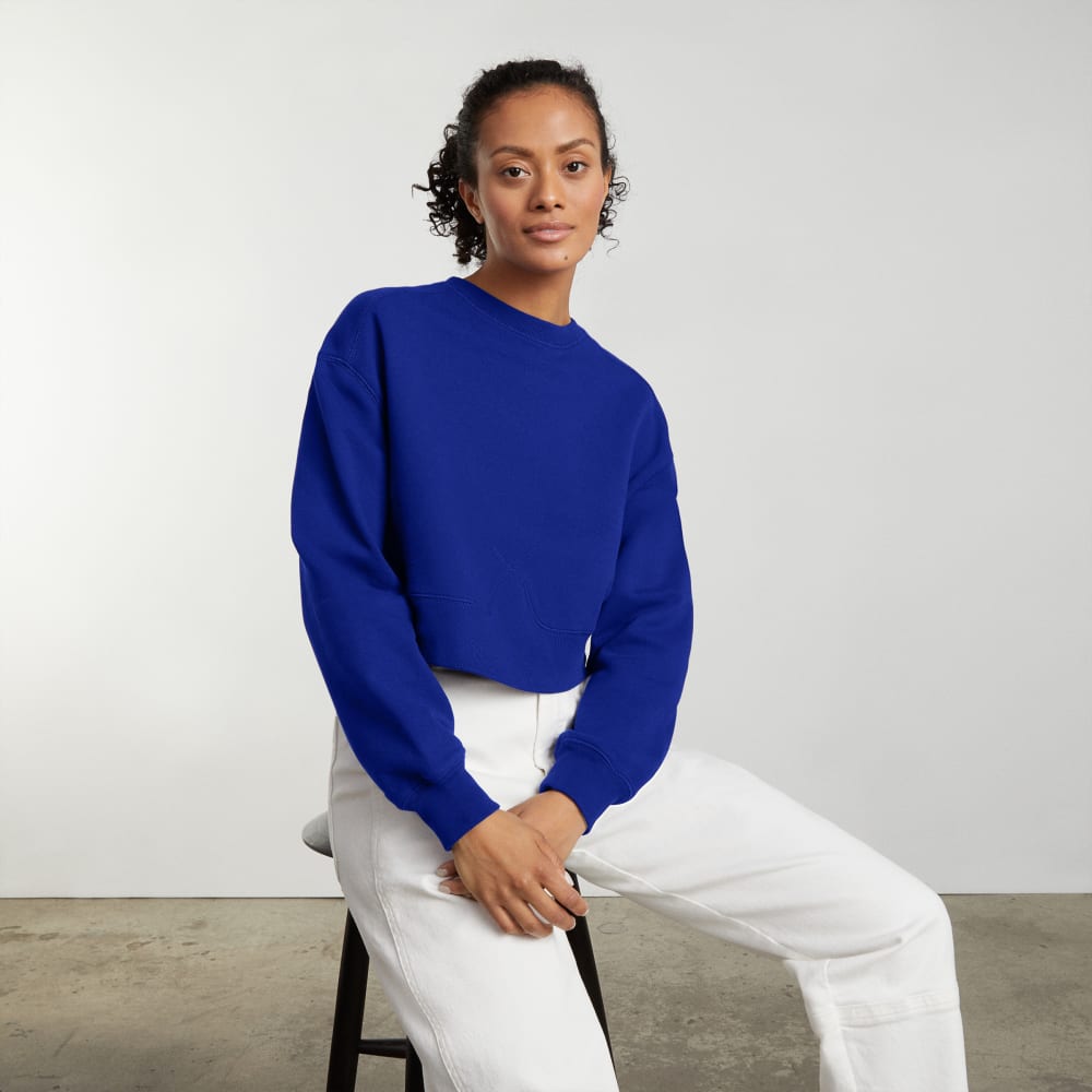 The Organic Cotton Cropped Crew | Cobalt