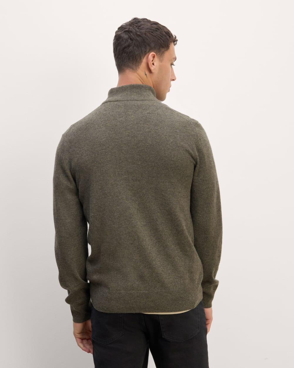 The Quarter-Zip in Cashmere | Heathered Army Green