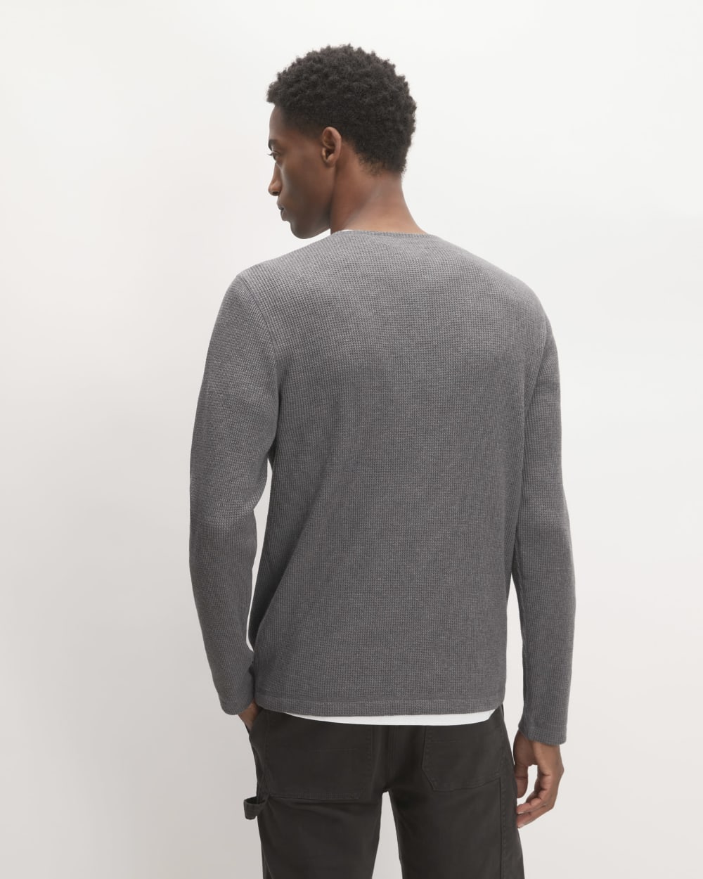 The Waffle Long-Sleeve Henley | Heathered Charcoal