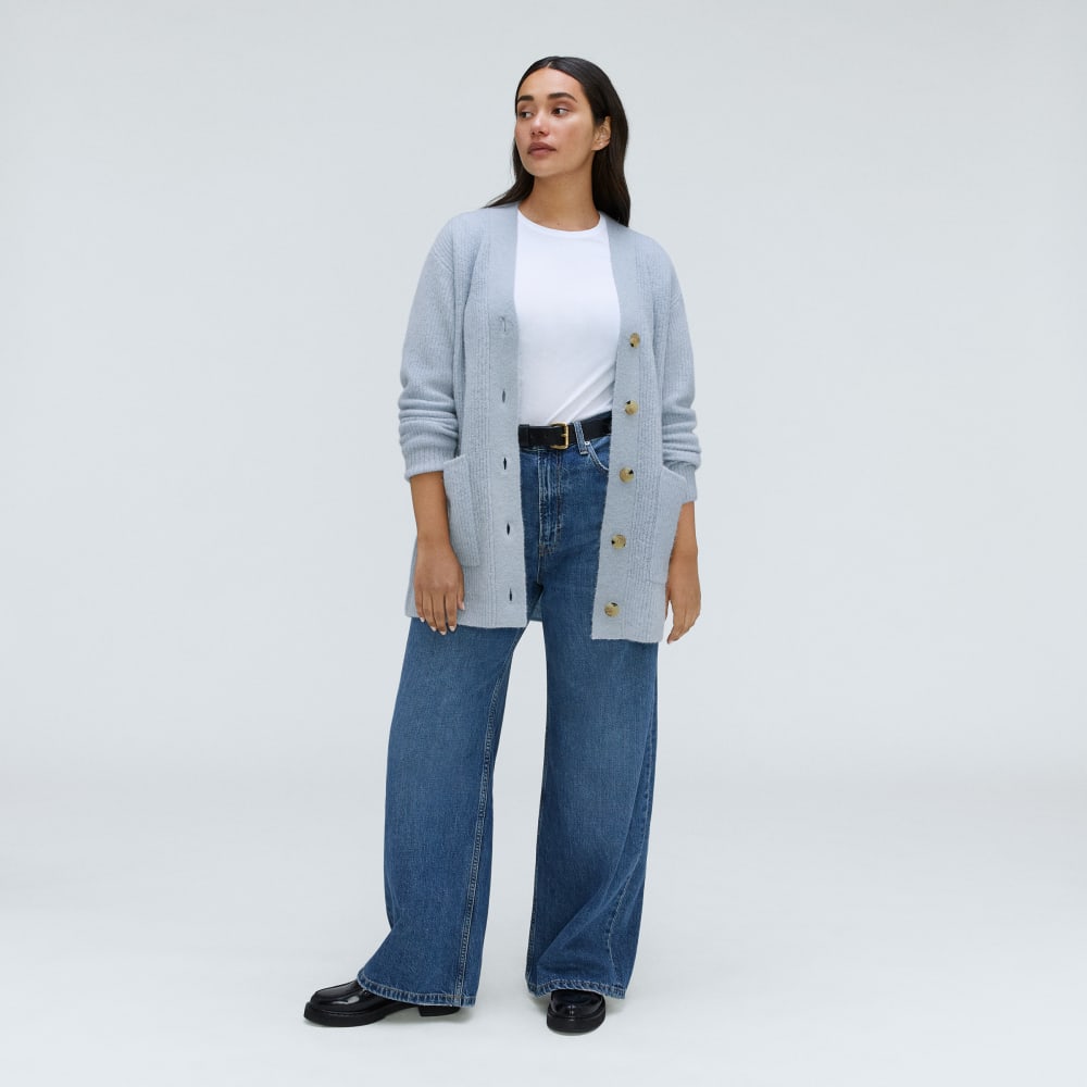 The Oversized Alpaca Pocket Cardigan | Mist