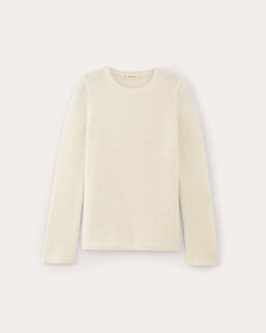The Organic Cotton Open-Stitch Crew | Bone